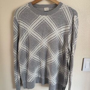 a new day Gray and White Patterned Crewneck Sweater